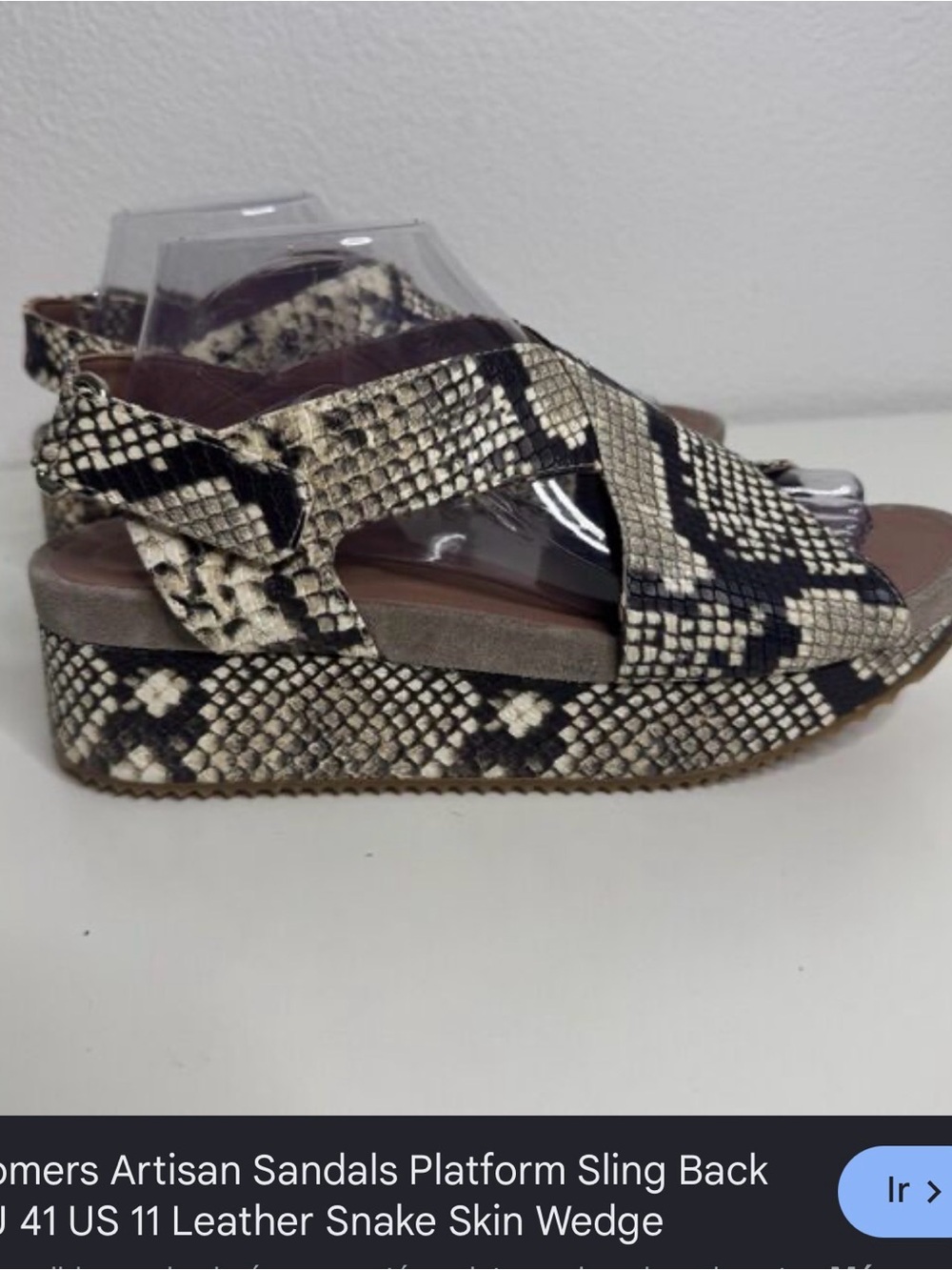 Artisan Snake-Print Platform Slingback Sandals - Cream and Black